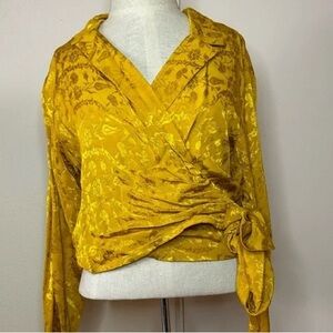 Pins and Needles Mustard Yellow Wrap Top Size XS